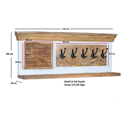 Alfie Solid Mango Wood Shoe Rack With Coat Hanger In Oak