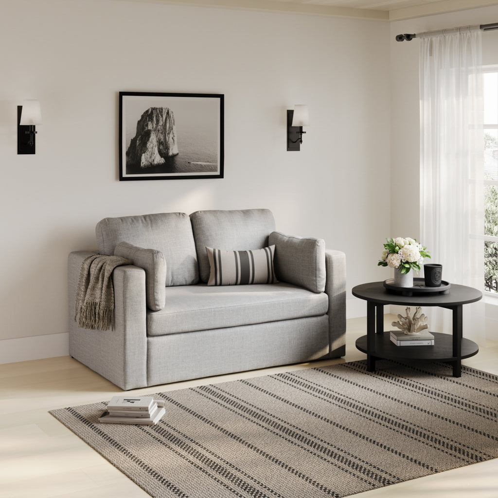 Newport Linen Blend Fabric 2 Seater Sofa In Light Grey