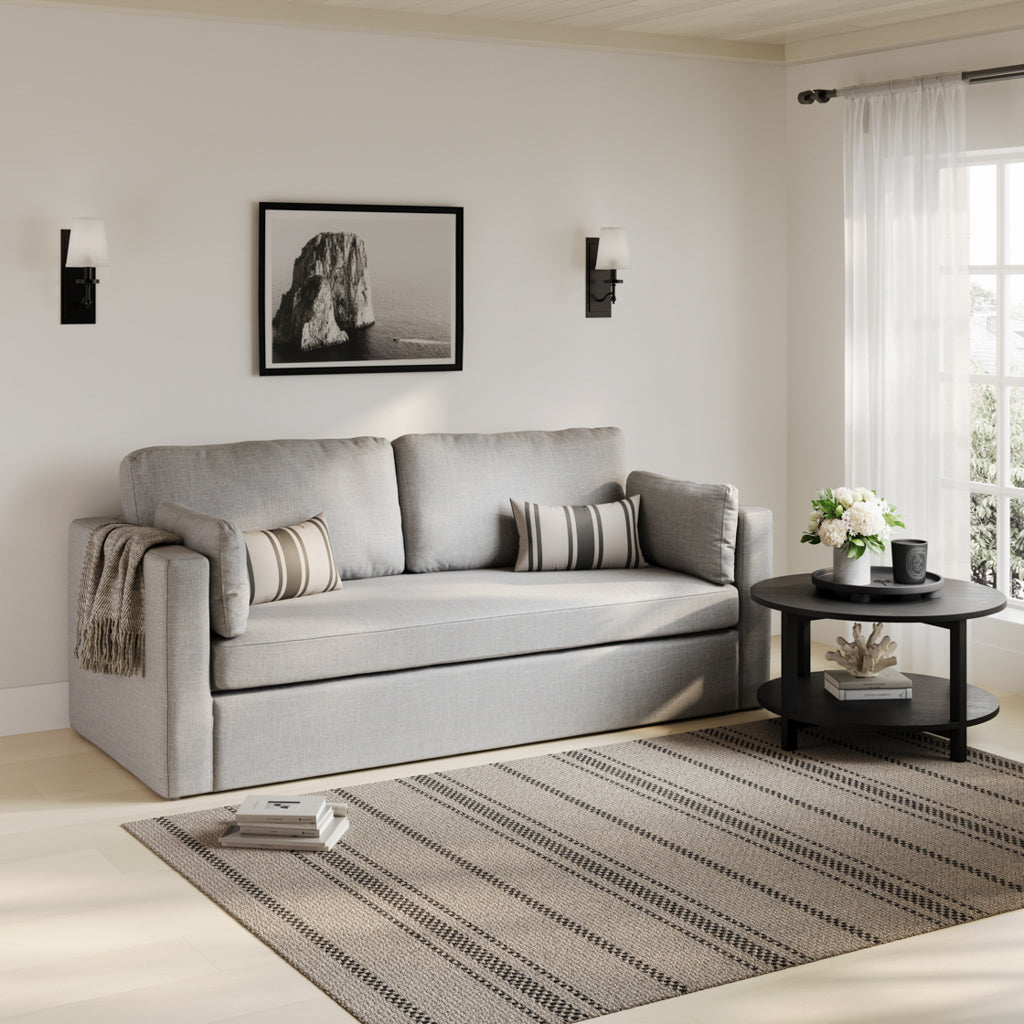 Newport Linen Blend Fabric 3 Seater Sofa In Light Grey