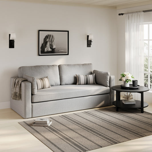 Newport Linen Blend Fabric 3 Seater Sofa In Light Grey