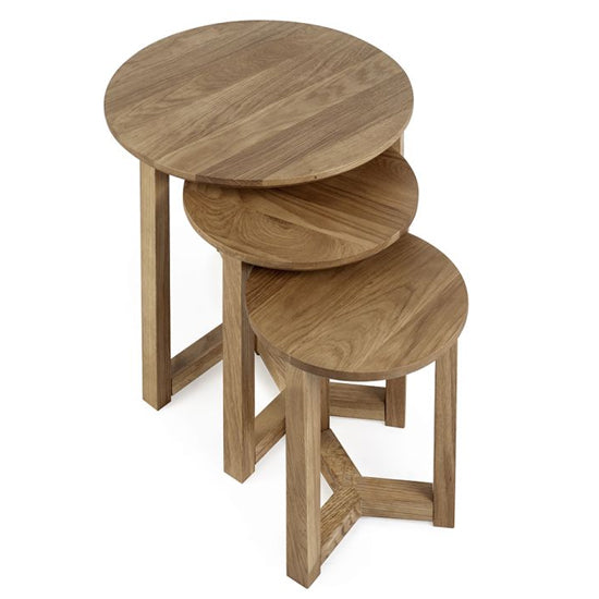 Nidri Wooden Nest Of 2 Tables In Solid Oak