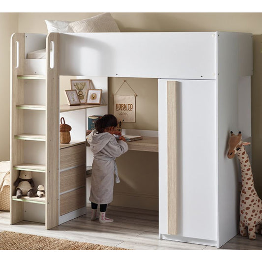 Ocean Wooden Highsleeper Bunk Bed In White And Oak