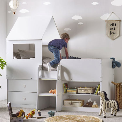 Orpheus Wooden Midsleeper Bunk Bed In White
