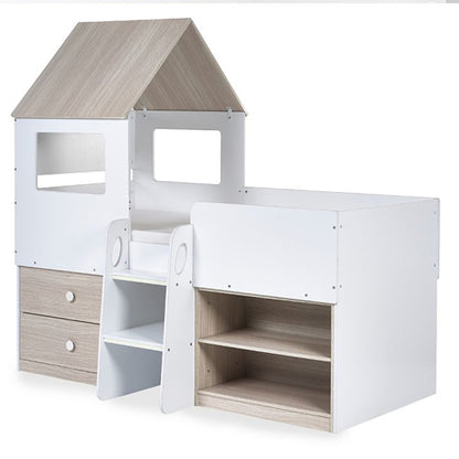 Orpheus Wooden Midsleeper Bunk Bed In Pale Wood And White