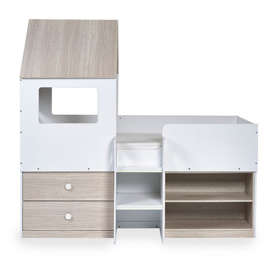 Orpheus Wooden Midsleeper Bunk Bed In Pale Wood And White