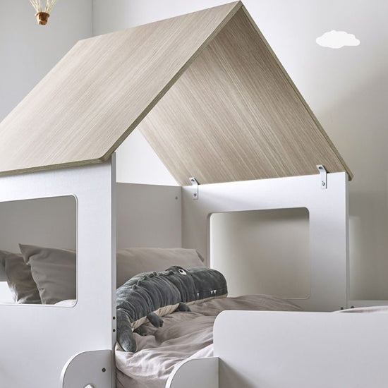 Orpheus Wooden Midsleeper Bunk Bed In Pale Wood And White