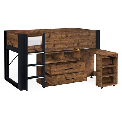 Otis Wooden Midsleeper Bunk Bed In Urban Rustic And Black