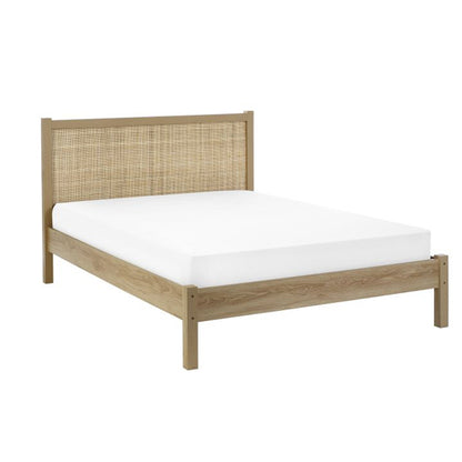 Padstow Wooden Rattan King Size Bed In Oak