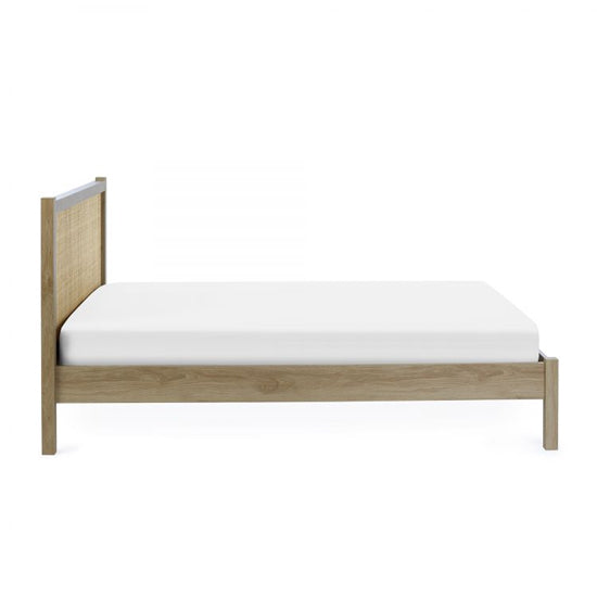 Padstow Wooden Rattan King Size Bed In Oak