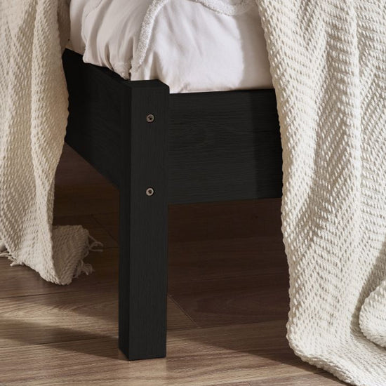 Padstow Wooden Rattan King Size Bed In Black