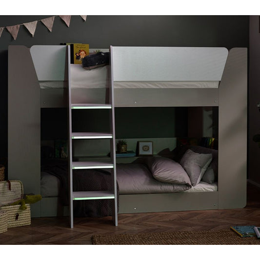 Parsec Wooden Bunk Bed In Taupe And White