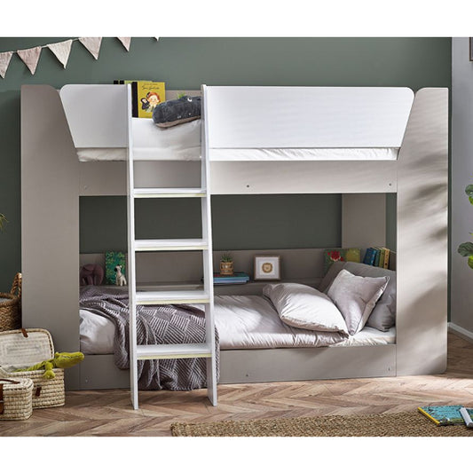 Parsec Wooden Bunk Bed In Taupe And White