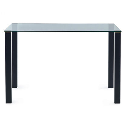 Piero Rectangular Clear Glass Dining Table With Metal Legs