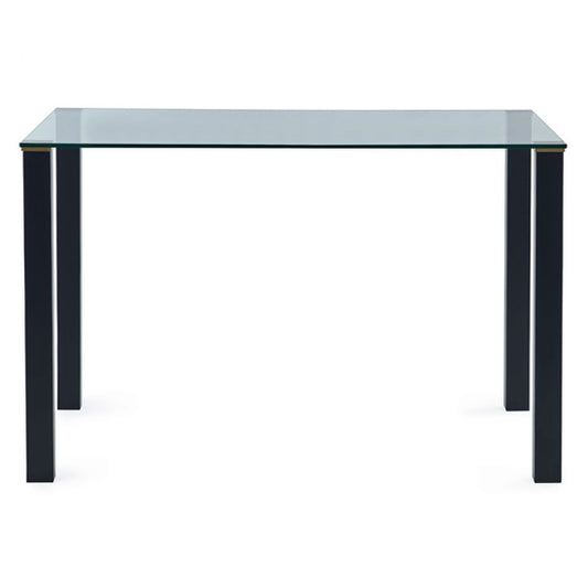 Piero Rectangular Clear Glass Dining Table With Metal Legs
