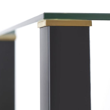 Piero Rectangular Clear Glass Dining Table With Metal Legs
