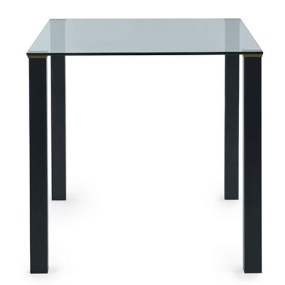Piero Rectangular Clear Glass Dining Table With Metal Legs