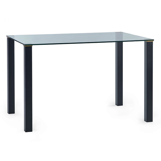 Piero Rectangular Clear Glass Dining Table With Metal Legs