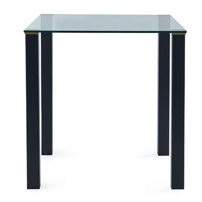 Piero Square Clear Glass Dining Table With Metal Legs