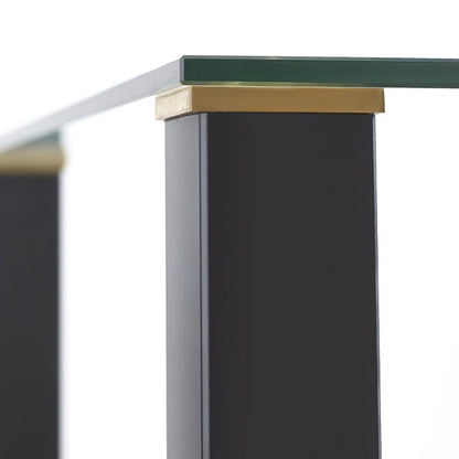 Piero Square Clear Glass Dining Table With Metal Legs