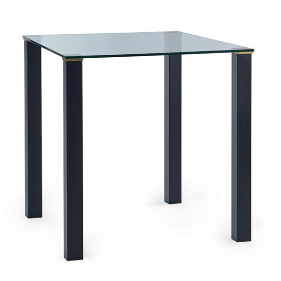 Piero Square Clear Glass Dining Table With Metal Legs