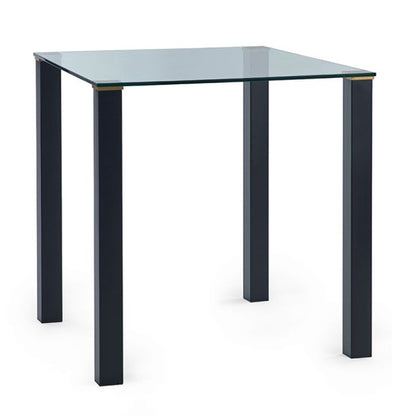 Piero Square Clear Glass Dining Table With Metal Legs