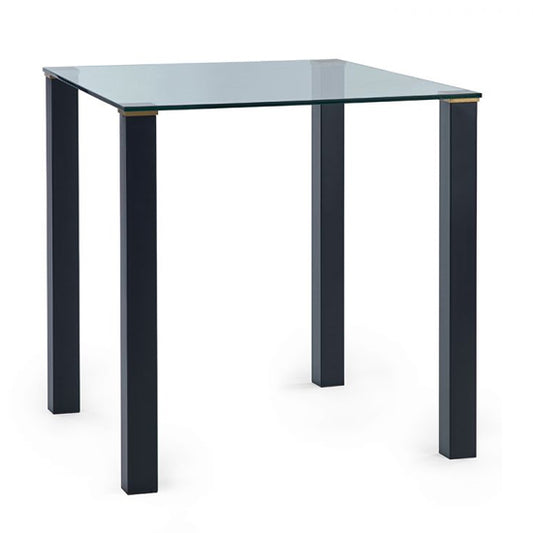 Piero Square Clear Glass Dining Table With Metal Legs