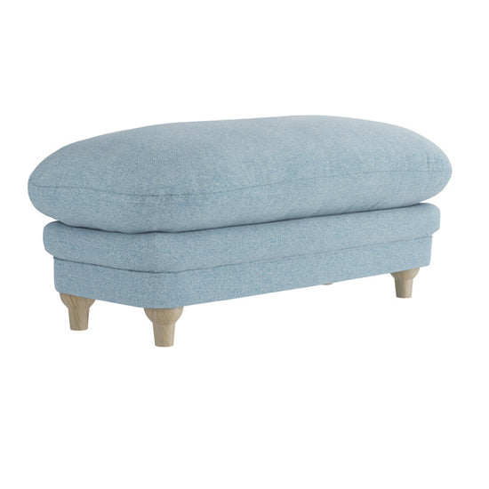 Plumpton Weave Fabric Footstool In Duck Egg Blue