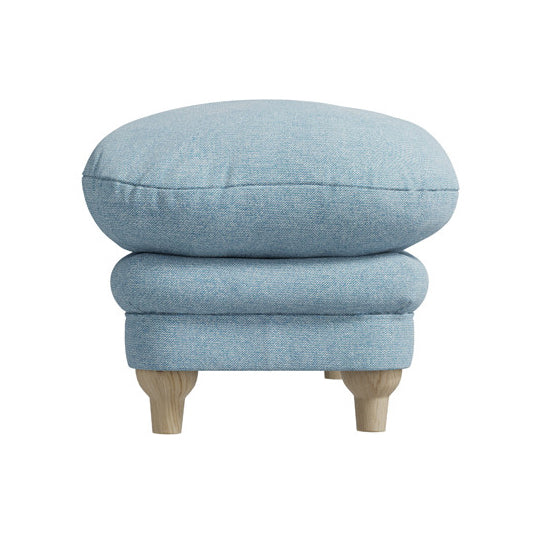 Plumpton Weave Fabric Footstool In Duck Egg Blue