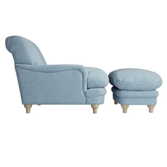 Plumpton Weave Fabric Footstool In Duck Egg Blue