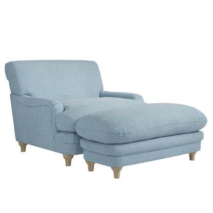 Plumpton Weave Fabric Footstool In Duck Egg Blue