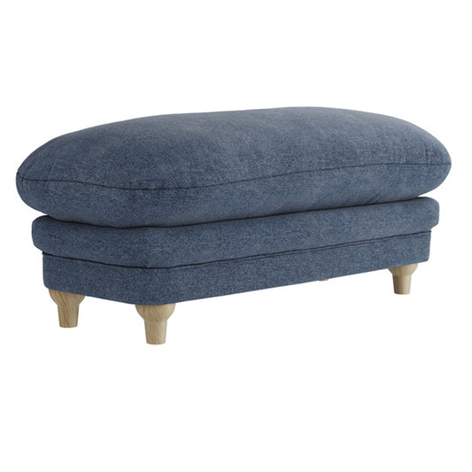 Plumpton Weave Fabric Footstool In Denim Blue