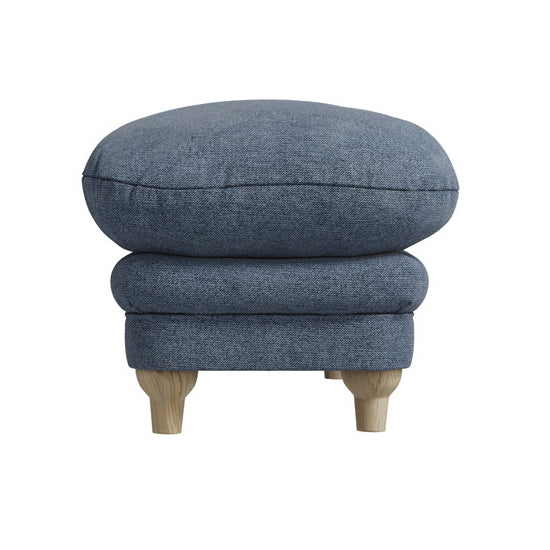 Plumpton Weave Fabric Footstool In Denim Blue
