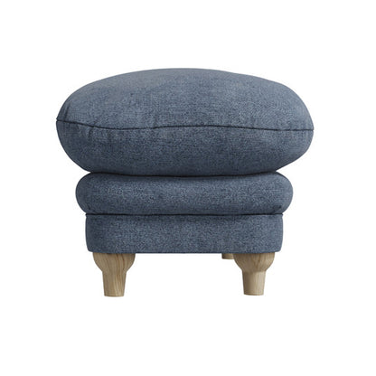 Plumpton Weave Fabric Footstool In Denim Blue
