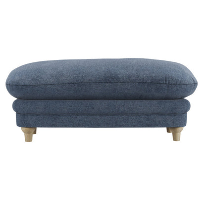 Plumpton Weave Fabric Footstool In Denim Blue