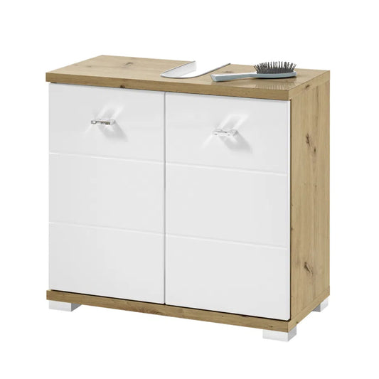 Pool Wooden Under Sink Vanity Unit In Artisan Oak And White