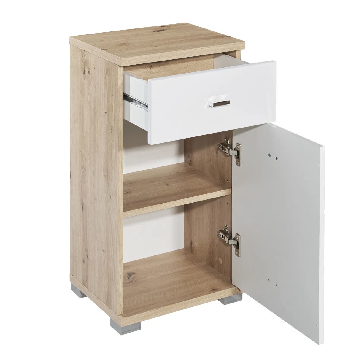 Pool Wooden Bathroom Storage Cabinet In Artisan Oak And White