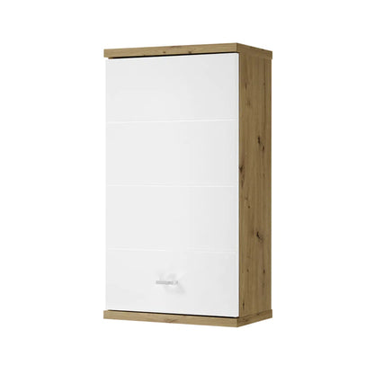 Pool Wall Hung Wooden Bathroom Storage Cabinet In Artisan Oak And White