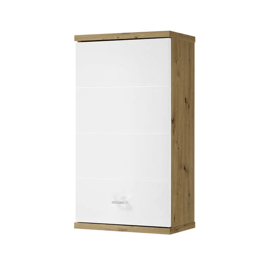 Pool Wall Hung Wooden Bathroom Storage Cabinet In Artisan Oak And White