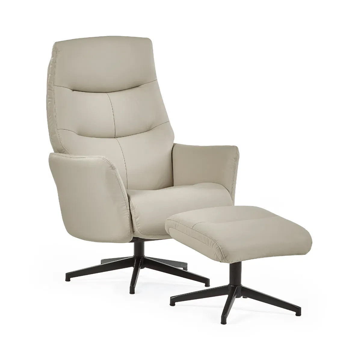 Priya Fabric Recliner Chair And Stool In Grey