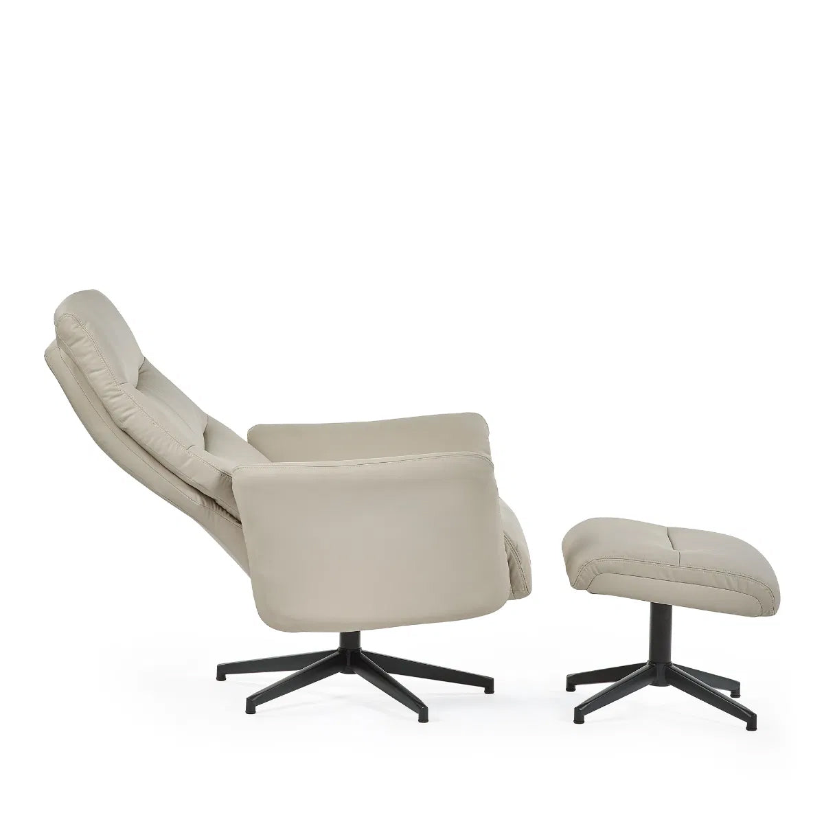 Priya Fabric Recliner Chair And Stool In Grey