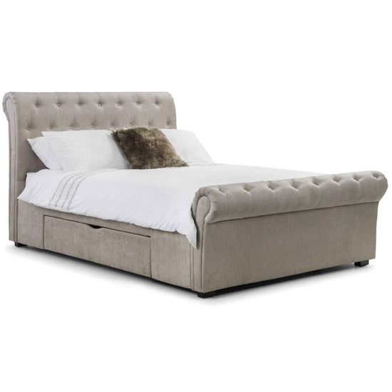 Ravello Chenille Fabric Storage Super King Size Bed With 2 Drawers In Mink