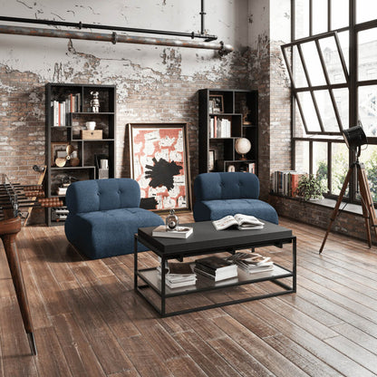 Reese Boucle Fabric Accent Chair In Midnight Blue