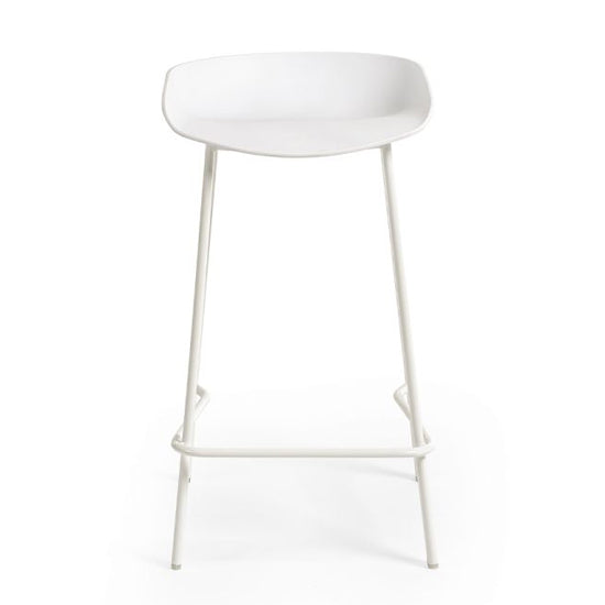 Renzo Plastic Bar Stool In White With Metal Legs