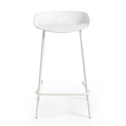 Renzo Plastic Bar Stool In White With Metal Legs