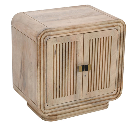 Hudson Carved Mango Wood Mini Sideboard With 2 Doors In Natural Oak