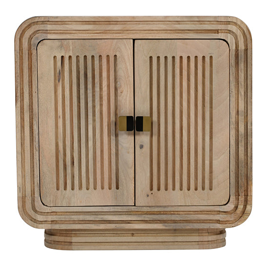 Hudson Carved Mango Wood Mini Sideboard With 2 Doors In Natural Oak