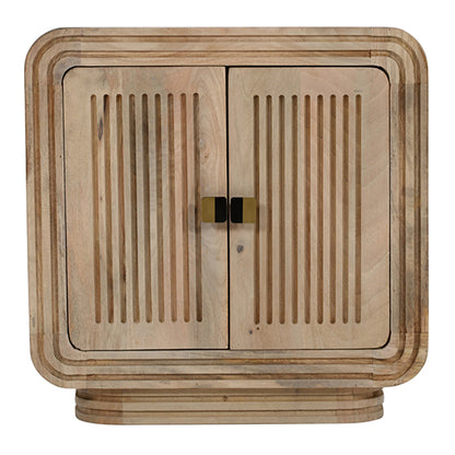 Hudson Carved Mango Wood Mini Sideboard With 2 Doors In Natural Oak