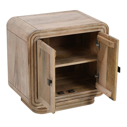Hudson Carved Mango Wood Mini Sideboard With 2 Doors In Natural Oak