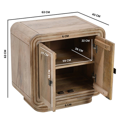 Hudson Carved Mango Wood Mini Sideboard With 2 Doors In Natural Oak