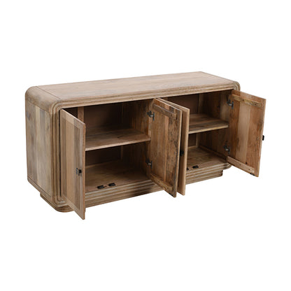 Hudson Carved Mango Wood Large Sideboard With 4 Doors In Natural Oak